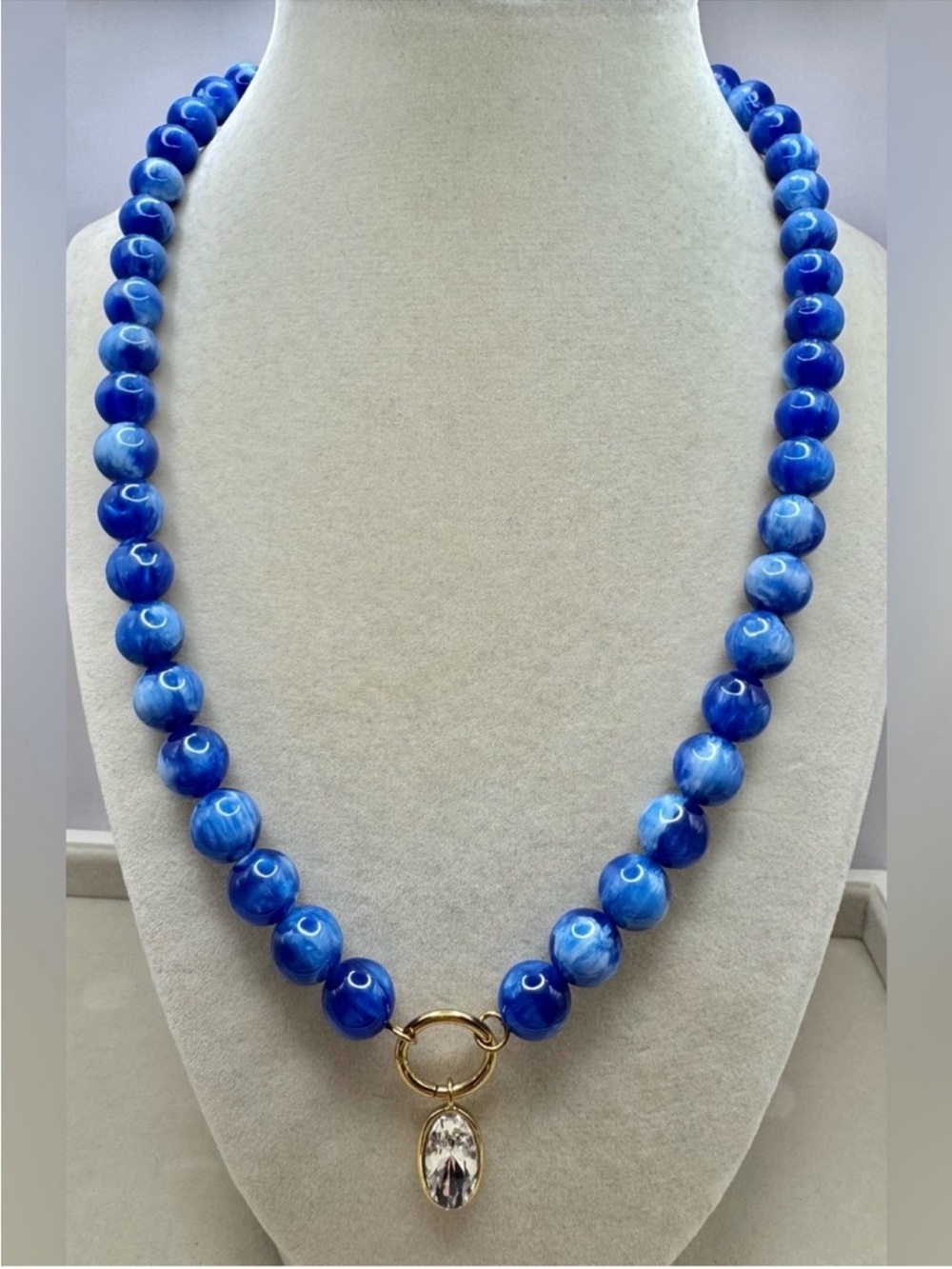 Mayamar Blue Necklace with Gold Charm - Women Jewelry (nwt)